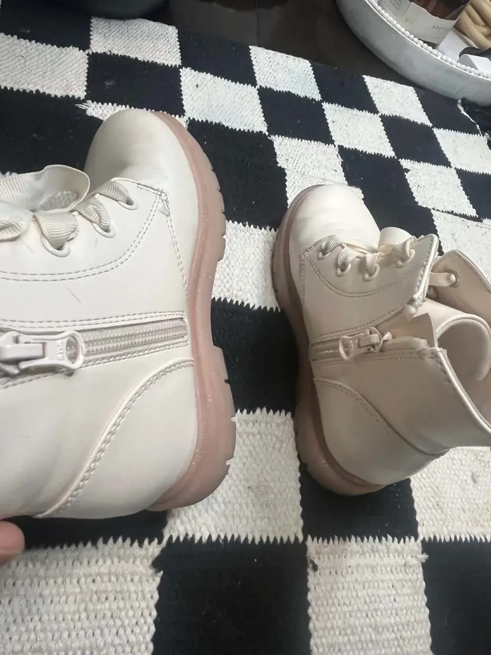 Cat & Jack Amaya Lace-Up Combat Boots with Heart and Bow Studs 12c